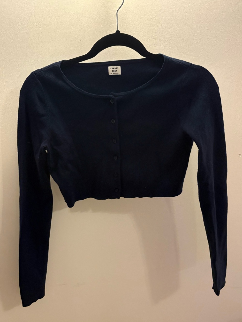 Sunday Best Navy Cropped Button-Up Cardigan